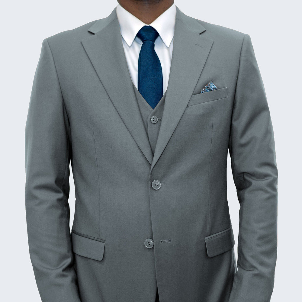 Men's Grey Suit Three Piece Set by Stacy Adams - Wedding - Prom