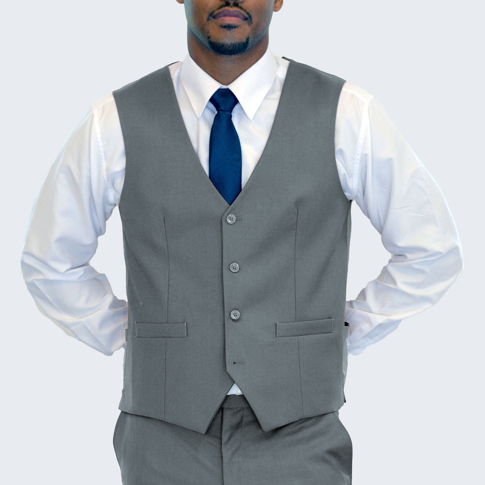 Men's Grey Suit Three Piece Set by Stacy Adams - Wedding - Prom