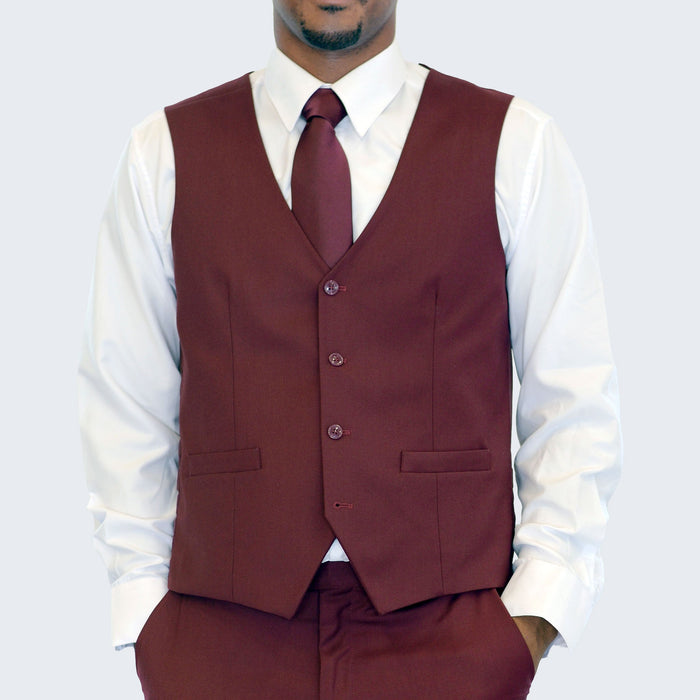 Men's Burgundy Suit Three Piece Set by Stacy Adams - Wedding - Prom