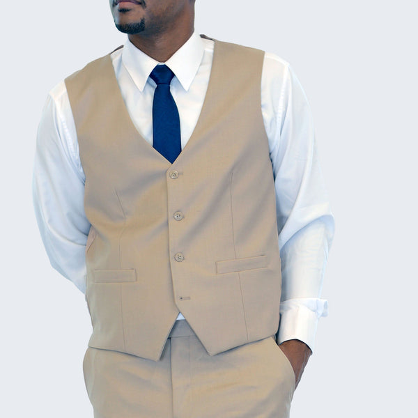 Men's Medium Tan Suit Three Piece Set by Stacy Adams - Wedding - Prom