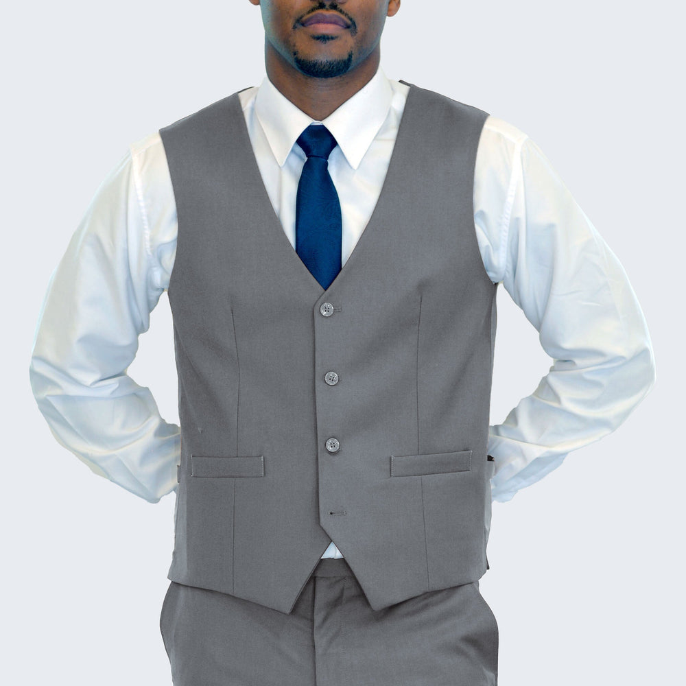 Men's Medium Grey Suit Three Piece Set by Stacy Adams - Wedding - Prom