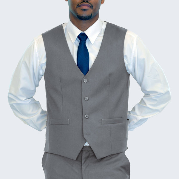 Men's Medium Grey Suit Three Piece Set by Stacy Adams - Wedding - Prom