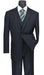 Sovana Collection - Regular Fit 3 Piece Suit 2 Button Tone on Tone Stripe in Navy