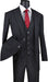 Odyssey Collection - Black Regular Fit 3 Piece Suit 2 Button Gangster Stripe