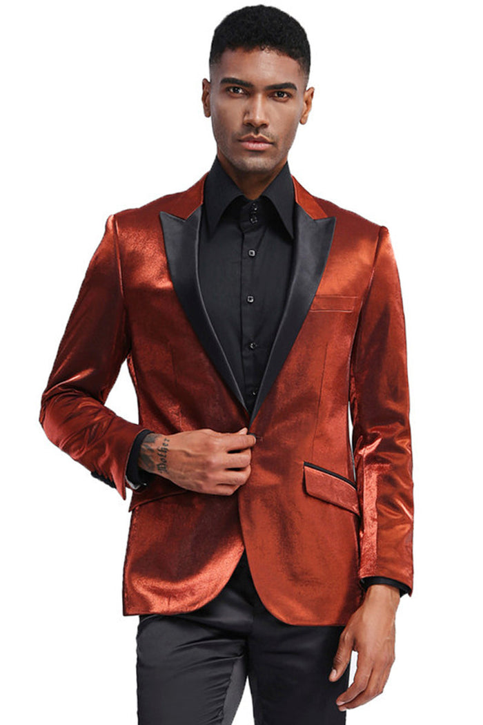 Rust Satin Tuxedo Jacket for Men
