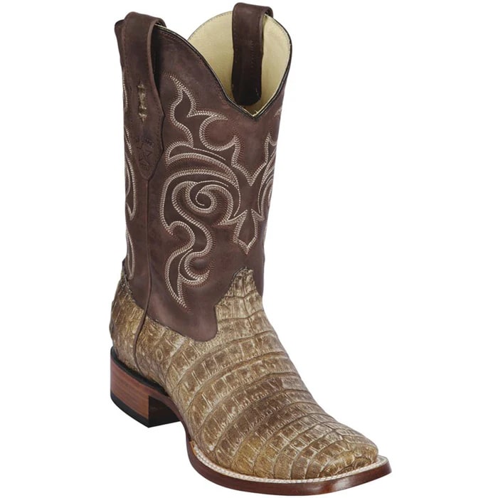 Men's Sahara Stone Caiman Cowboy Boots: Square Toe Dress Boots by Los Altos