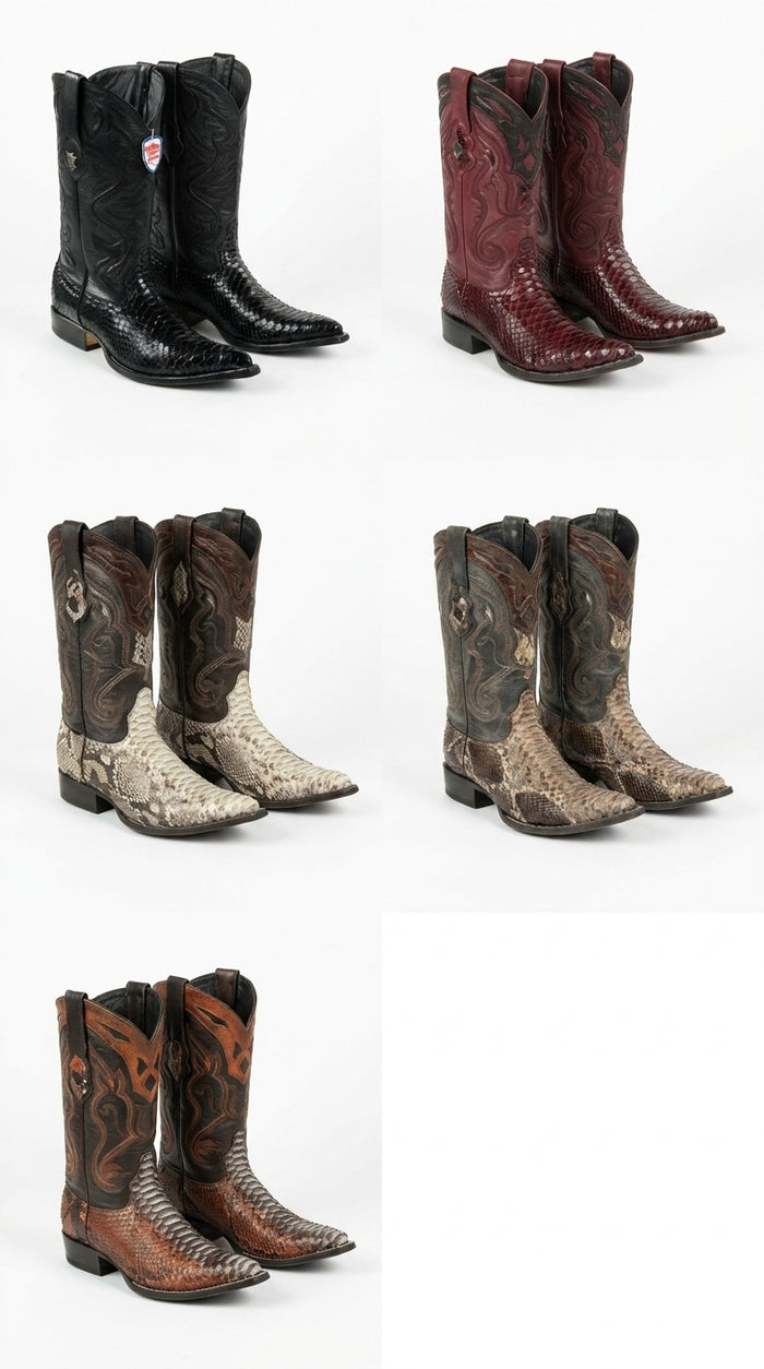 Men’s Wild West Python Skin 3X Toe Boots 29557, Exotic Western Cowboy Dress Boots