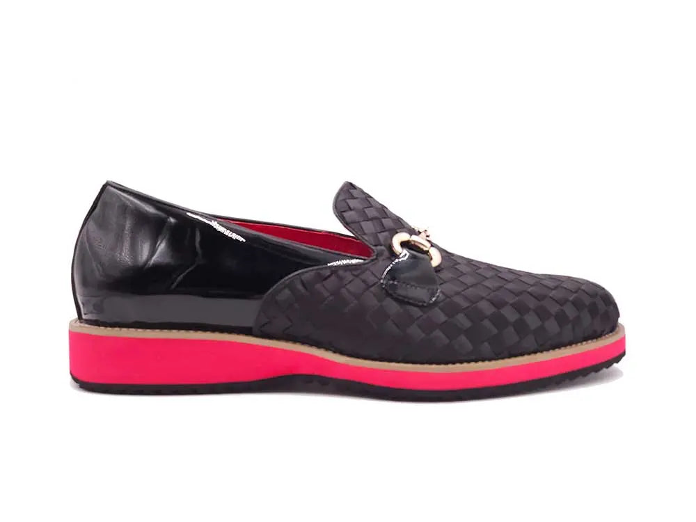 Carrucci Satin Weave Leather Bit Loafer