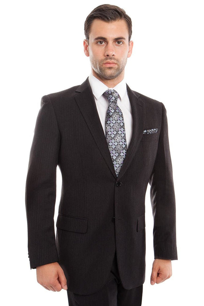 Men's Micro Tonal Pinstripe Suit in Grey by Tazzio Suits