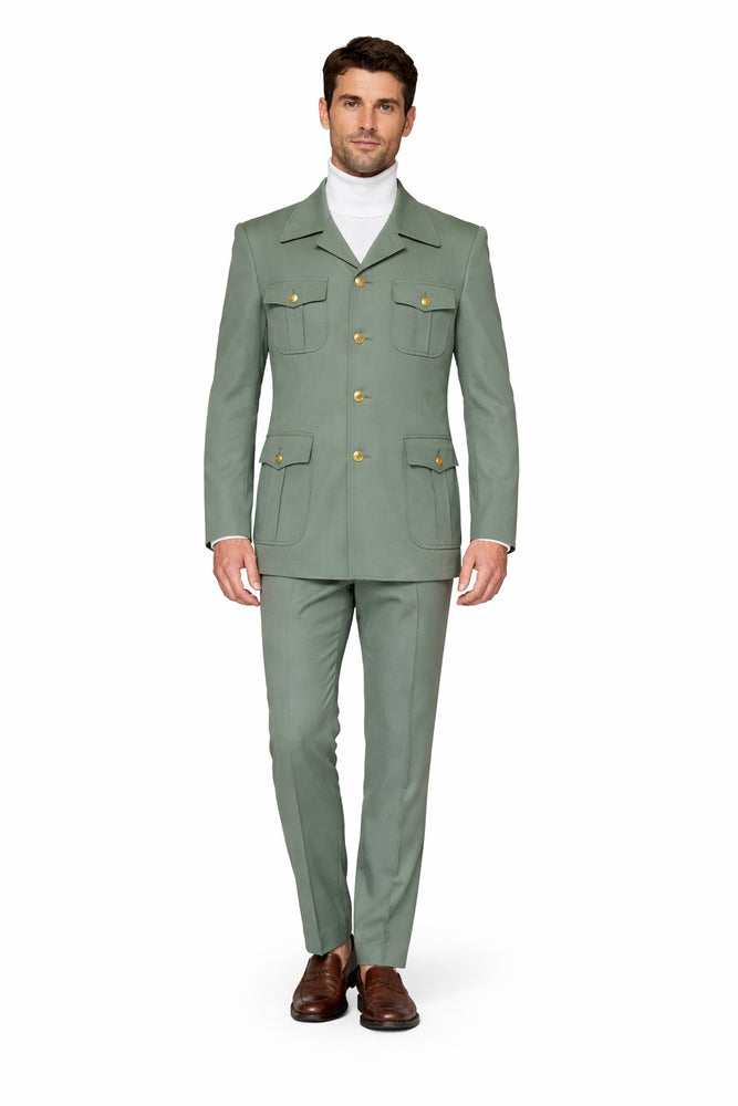 Seersucker Suit Peak Lapel Suit in Color "Mint Green " - Summer Fabric Tone on Tone Shadow Stripe By Rossiman