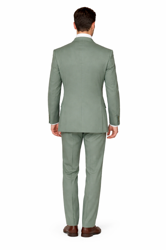 Seersucker Suit Peak Lapel Suit in Color "Mint Green " - Summer Fabric Tone on Tone Shadow Stripe By Rossiman