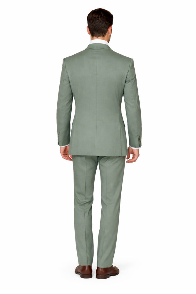 Seersucker Suit Peak Lapel Suit in Color "Mint Green " - Summer Fabric Tone on Tone Shadow Stripe By Rossiman