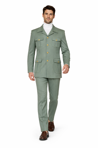 Seersucker Suit Peak Lapel Suit in Color "Mint Green " - Summer Fabric Tone on Tone Shadow Stripe By Rossiman