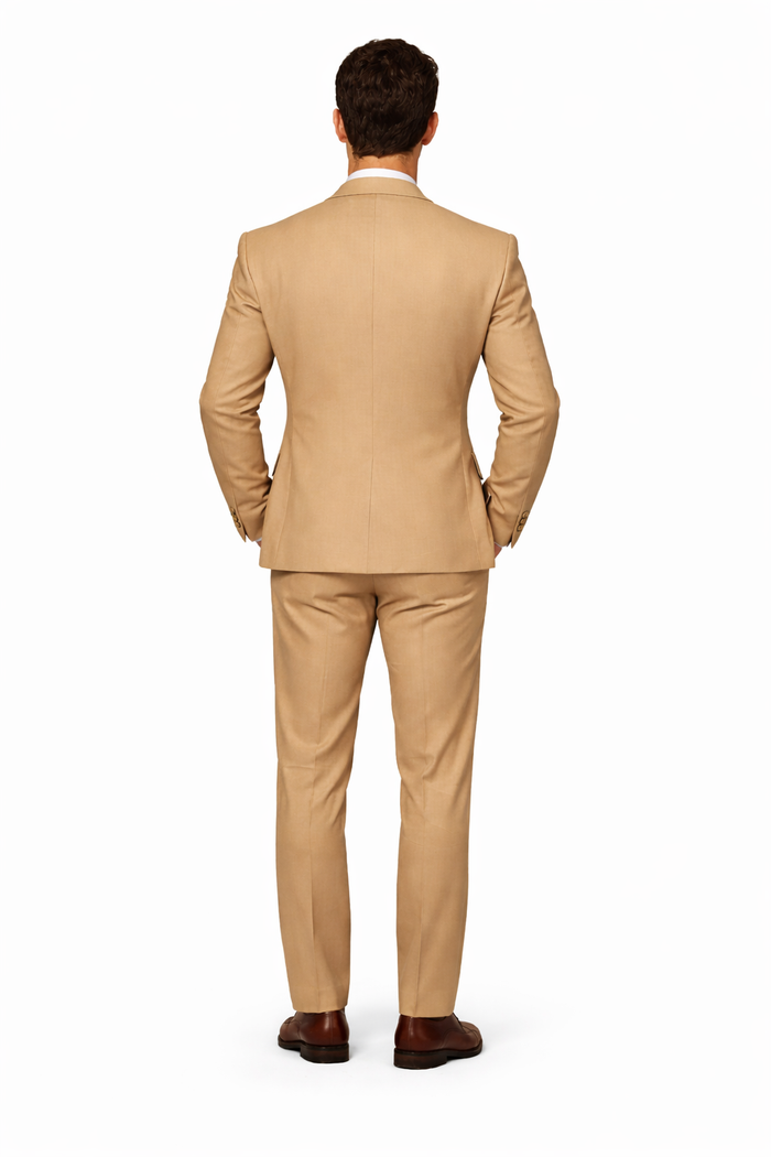 Seersucker Suit Peak Lapel Suit in Color "Tan" - Summer Fabric Tone on Tone Shadow Stripe By Rossiman