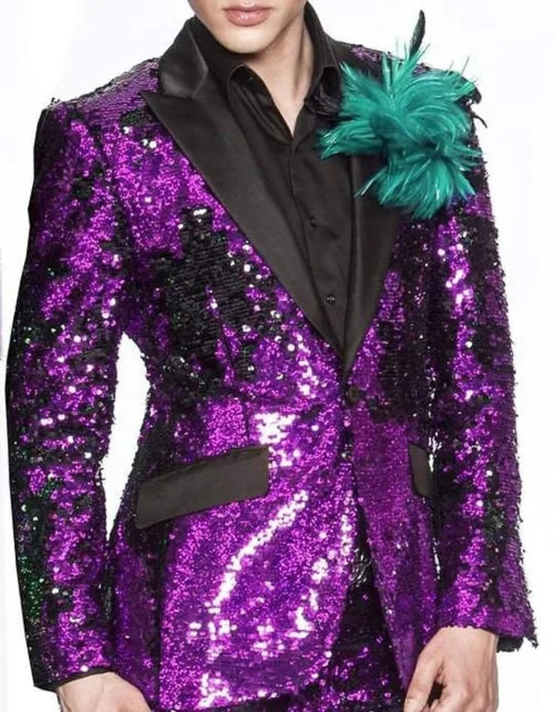 Mardi Gras Outfit - Mardi Gras Blazer For Men in Color Red in Sequin Fabric