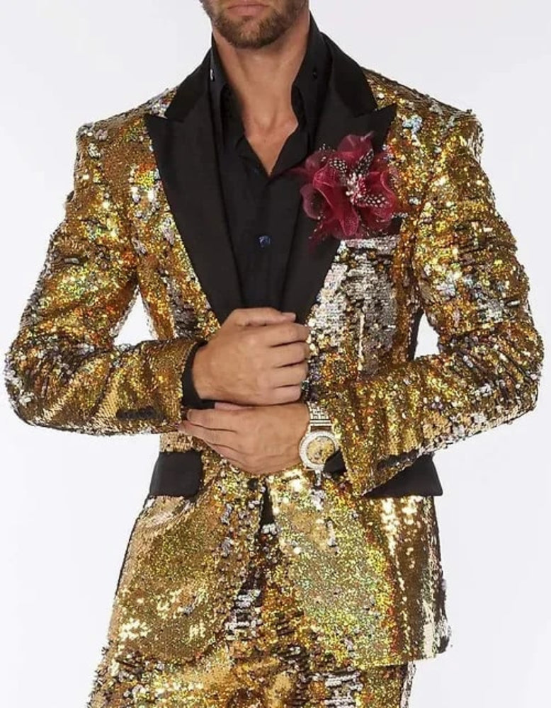 Mardi Gras Outfit - Mardi Gras Blazer For Men in Color Red in Sequin Fabric