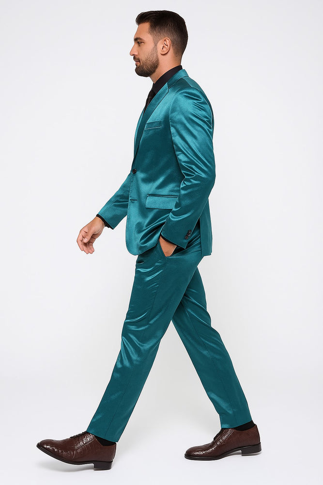 Shiny Teal Suit - Shiny Tuxedo