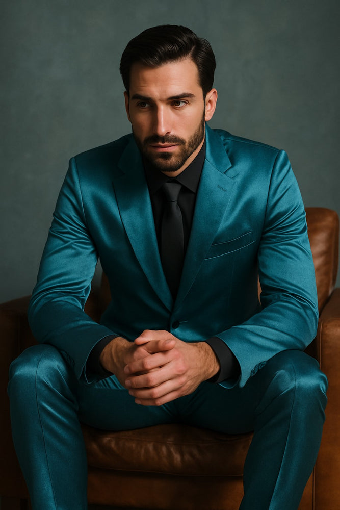 Shiny Teal Suit - Shiny Tuxedo