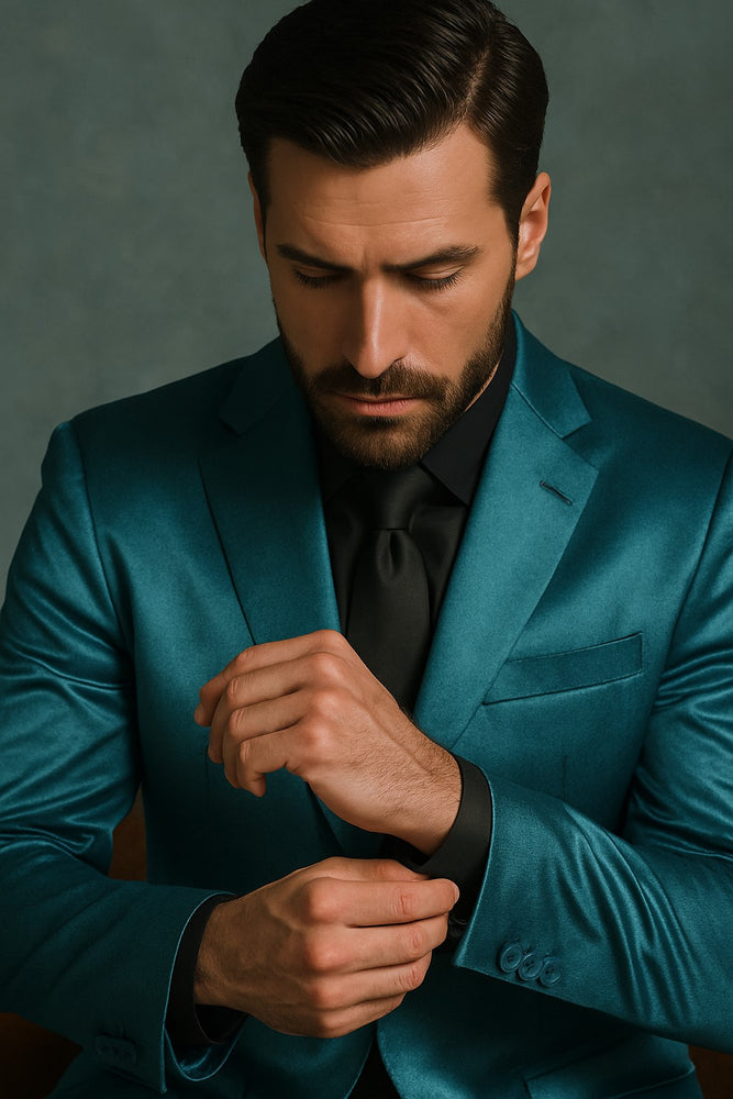 Shiny Teal Suit - Shiny Tuxedo