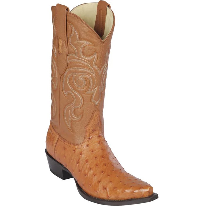 Men's Honey Ostrich Snip Toe Cowboy Boots - Los Altos Dress Western Boots