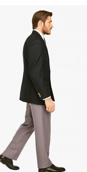 Slim Fit 4 buttons Style Men's Double Breasted Suits Jacket Fabric Blazer Sport Coat in Black or Navy Blue