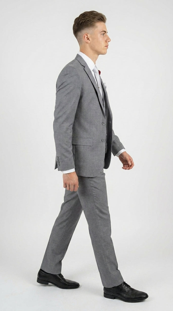Boys and Guys Light Grey Graduation Suit with Vest, Formal Dress Suit for Special Occasions