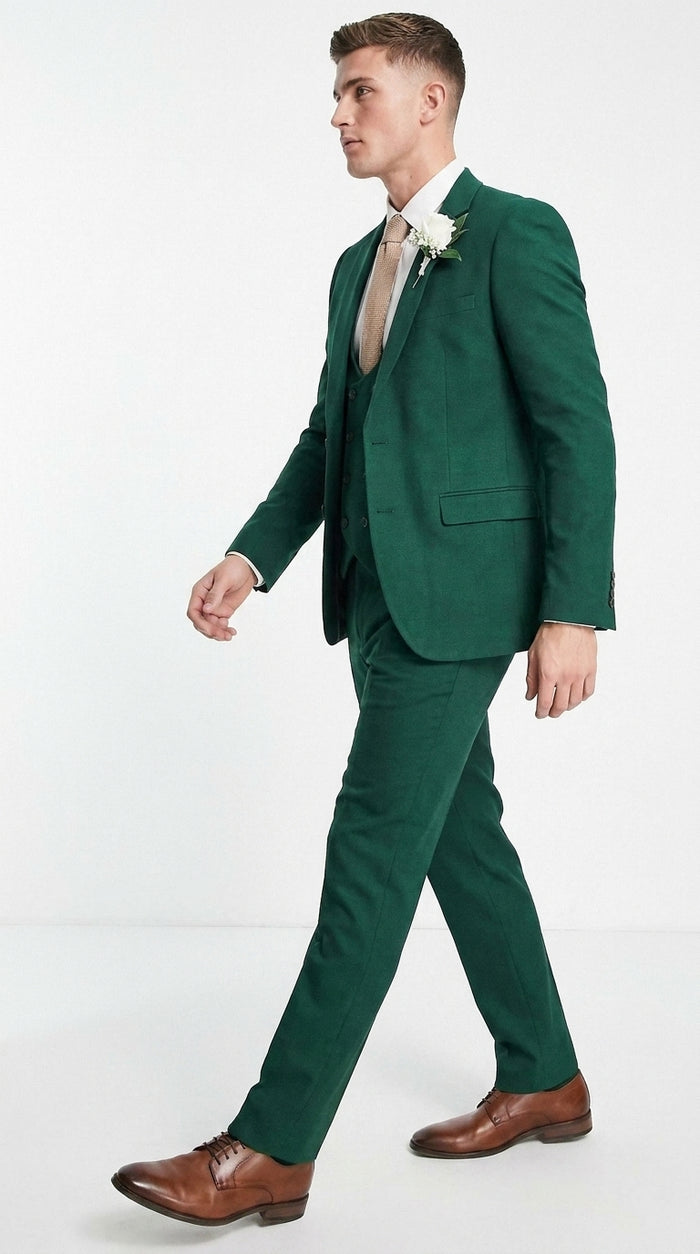 Men’s Emerald Green 3-Piece Suit – Hunter Green Wedding, Prom and Formal Suit with Vest