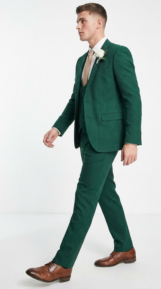 Men’s Emerald Green 3-Piece Suit – Hunter Green Wedding, Prom and Formal Suit with Vest