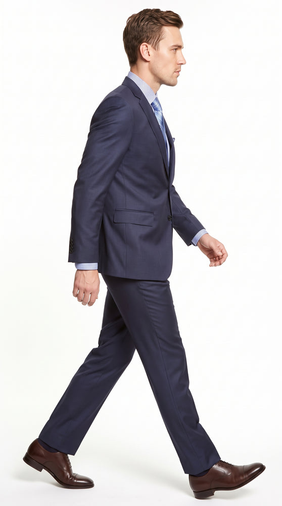 Bertolini Men’s French Blue Silk Blend 2-Piece Suit – High-End 2 Button Formal Wedding & Business Suit