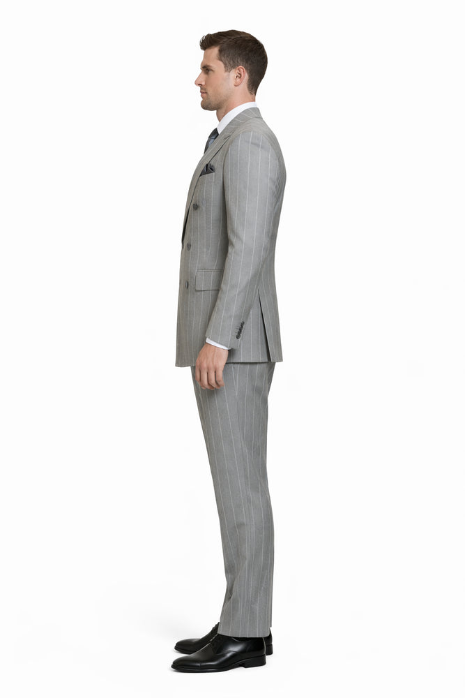 Steel Monarch Grey Double-Breasted 3-Piece Prestige Suit by Rossiman