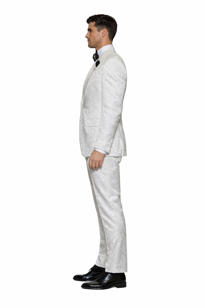 White Royale Brocade 3-Piece Imperial Gala Suit