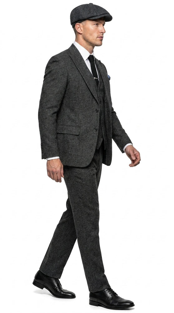 Men’s Charcoal Great Gatsby 3 Piece Suit, 1920s Gangster Vintage Formal Dress Suit