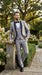  Silver Shiny Tuxedo 3 Piece Suit with Black Shawl Lapel