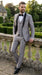  Silver Shiny Tuxedo 3 Piece Suit with Black Shawl Lapel