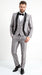  Silver Shiny Tuxedo 3 Piece Suit with Black Shawl Lapel