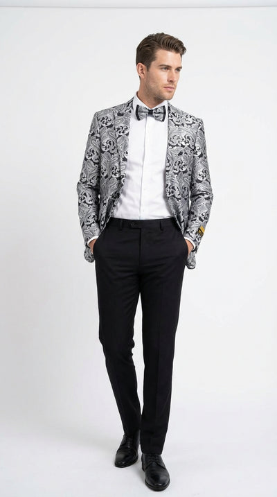 Silver and Black Paisley Prom Blazer