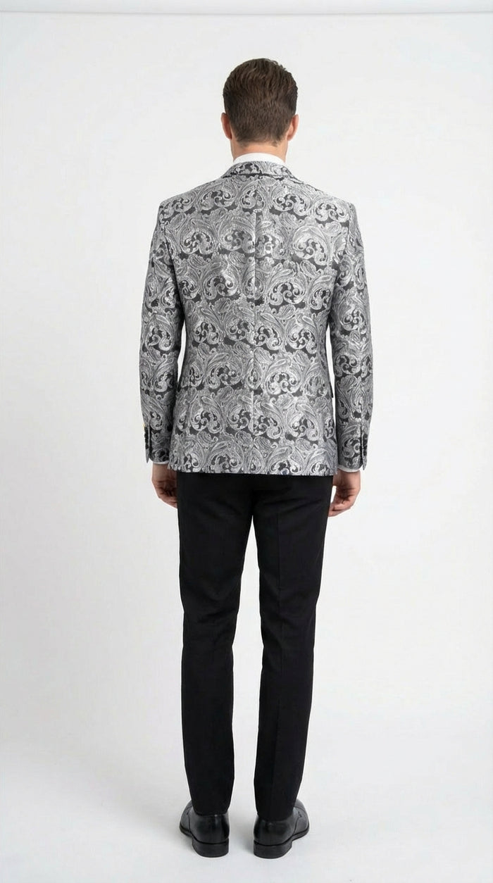 Silver and Black Paisley Prom Blazer