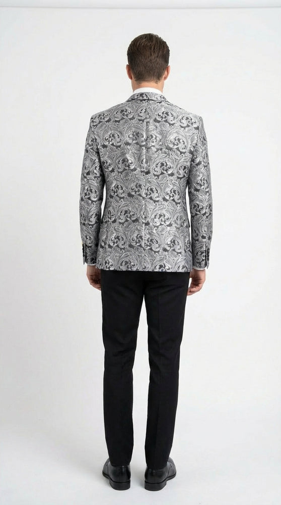Silver and Black Paisley Prom Blazer