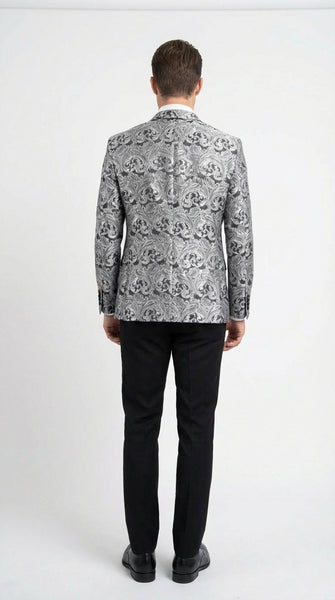 Silver and Black Paisley Prom Blazer