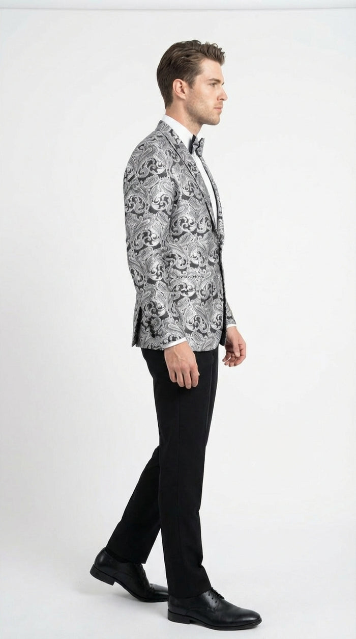 Silver and Black Paisley Prom Blazer