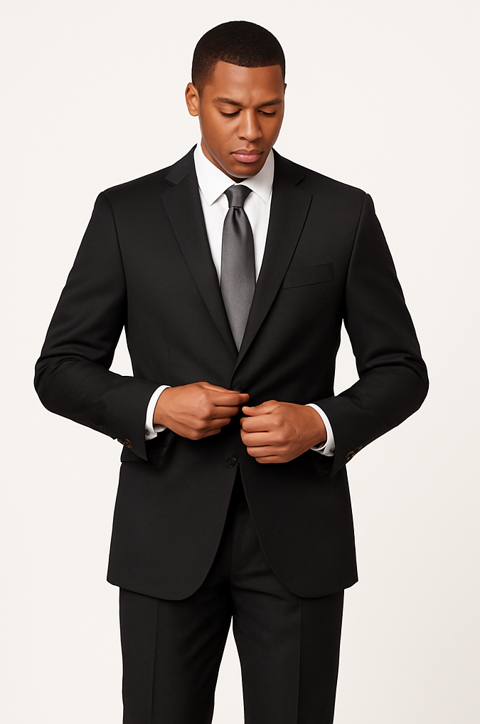 Single-Breasted-Solid-Black-Suit