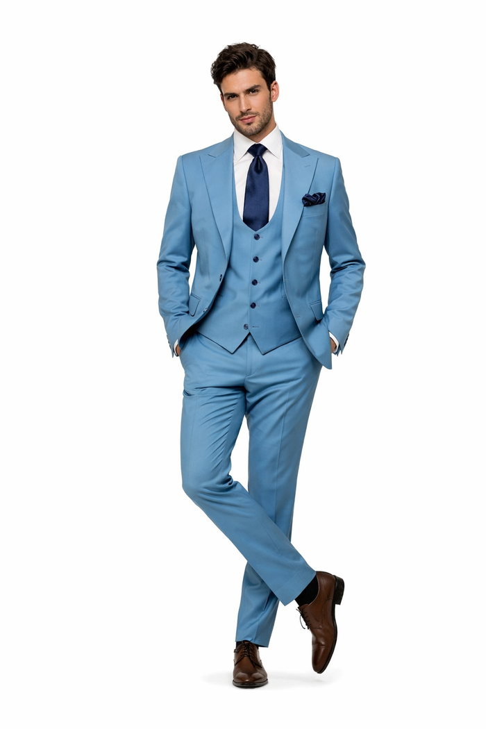 Rossiman Sky Regent Blue 3-Piece Prestige Suit
