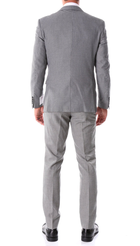 Mens Slim Fit Houndstooth Peak Lapel 2pc Suits