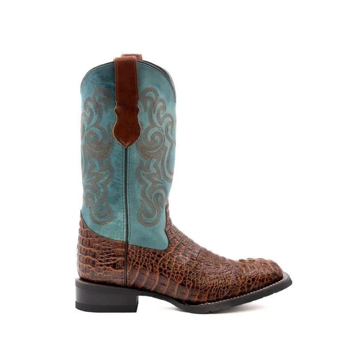 Men's Ferrini Stampede Western Cowboy Boots - Handcrafted Crocodile Print Leather - Rust