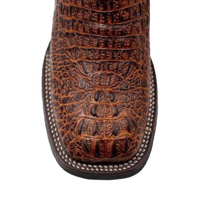 Men's Ferrini Stampede Western Cowboy Boots - Handcrafted Crocodile Print Leather - Rust