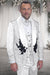 Men's Designer High Fashion Vested Studded Floral Paisley Prom & Wedding Tuxedo in White & Black
