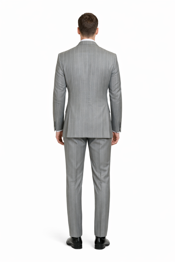 Steel Monarch Grey Double-Breasted 3-Piece Prestige Suit by Rossiman