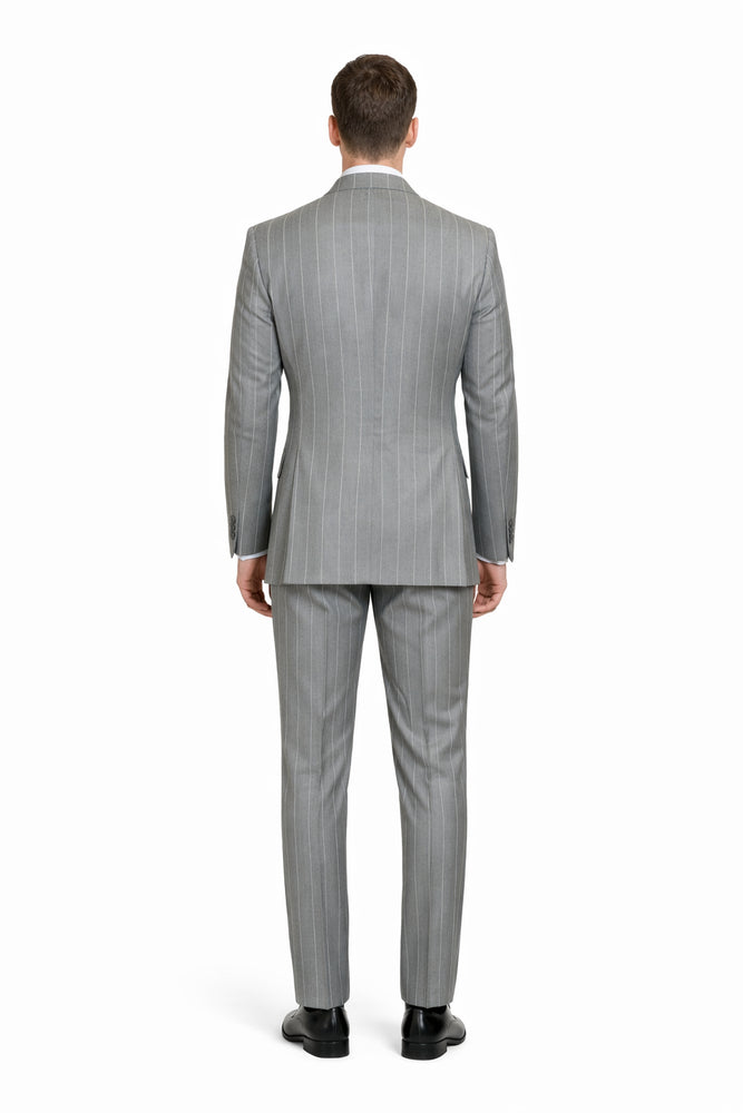 Steel Monarch Grey Double-Breasted 3-Piece Prestige Suit by Rossiman