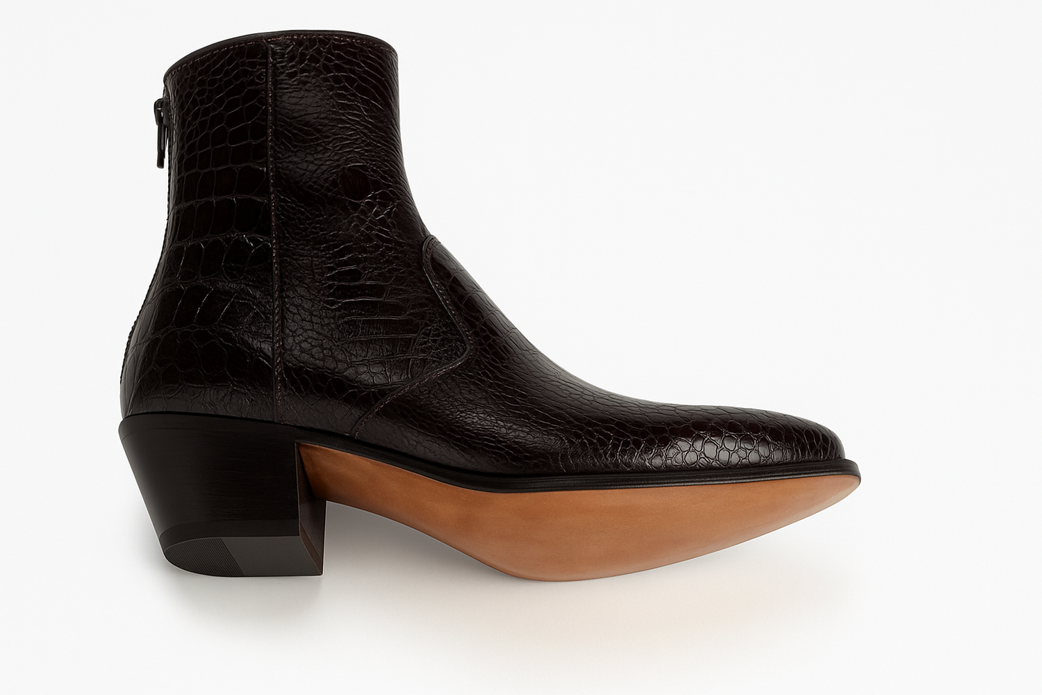 Mens Dress Ankle Boots Los Altos Boots Short Cowboy Boot - Western Ankle Boots Exotic Skin + Brown + Skin Type