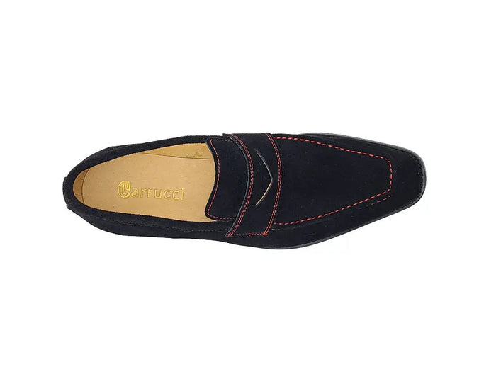 Carrucci Suede Penny Loafer contrast stitching
